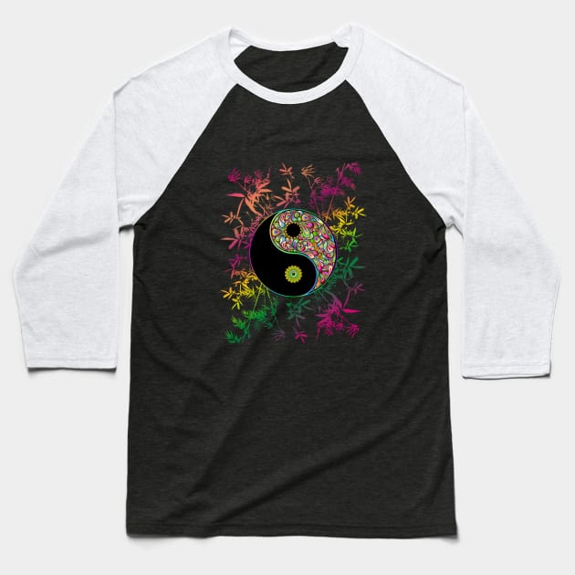 Yin Yang Psychedelic Bamboo Baseball T-Shirt by BluedarkArt